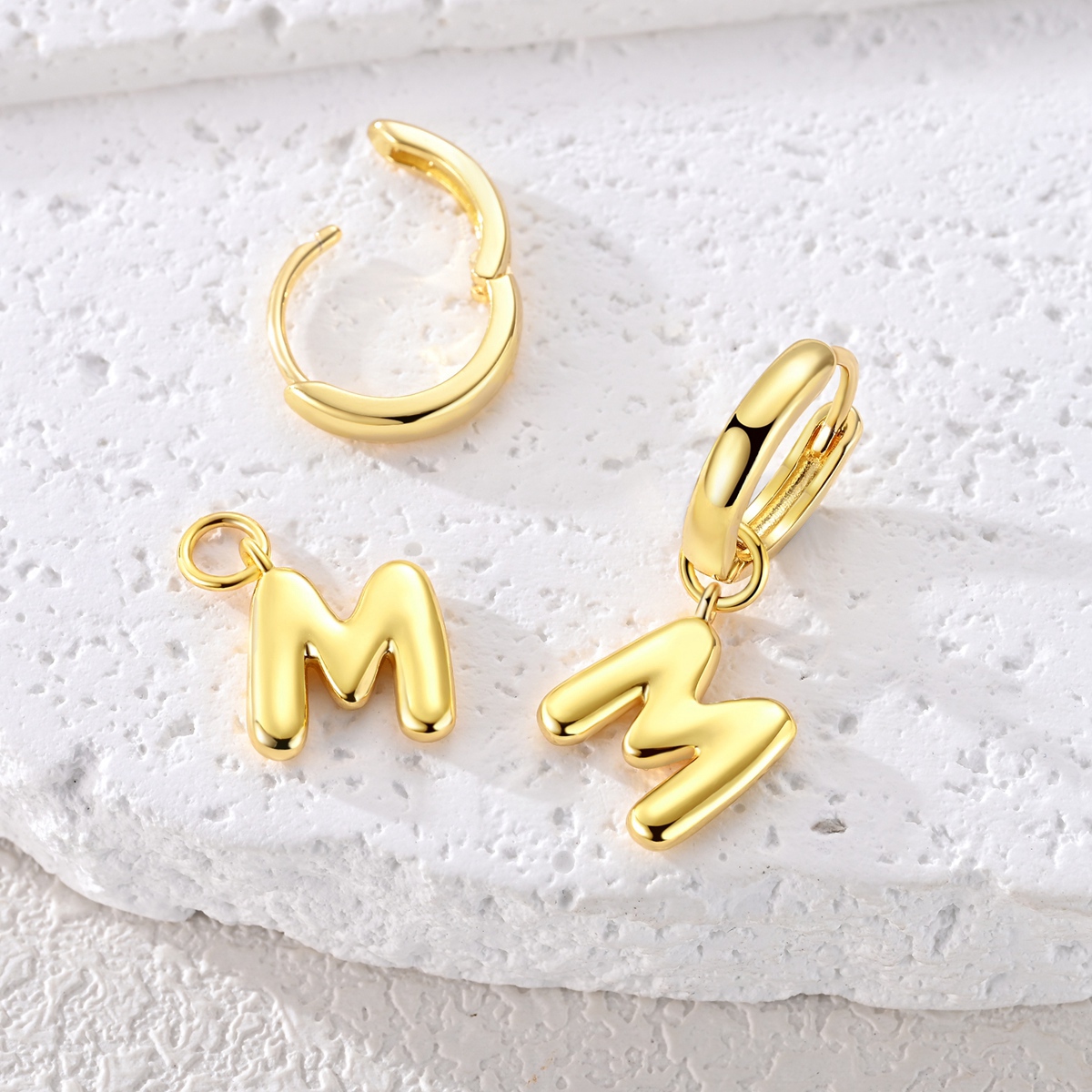 Unisex Vintage Letter A Initials Detachable Hoop Earrings