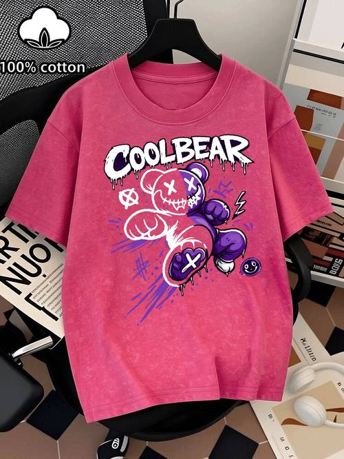 item picture purple graffiti youth boys 100 cotton retro washed oversized tee summer trendy versatile ins short sleeve