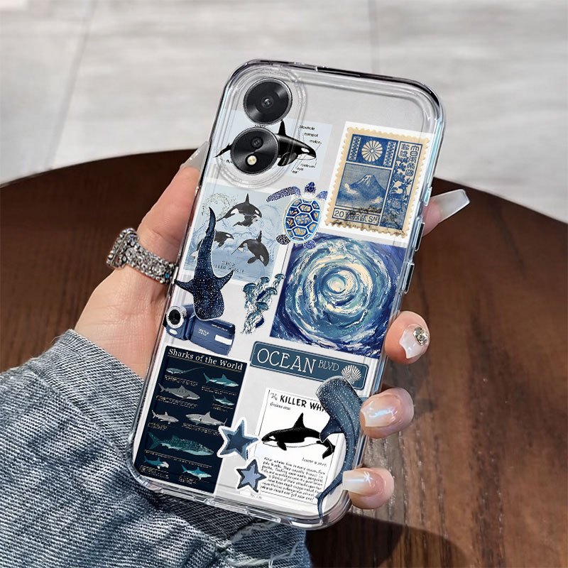 TEMU Phone Case - A Transparent Full-body Collage Of Aesthetic , Featuring Shockproof Soft Phone Cases Designed For Various For Oppo Models Including