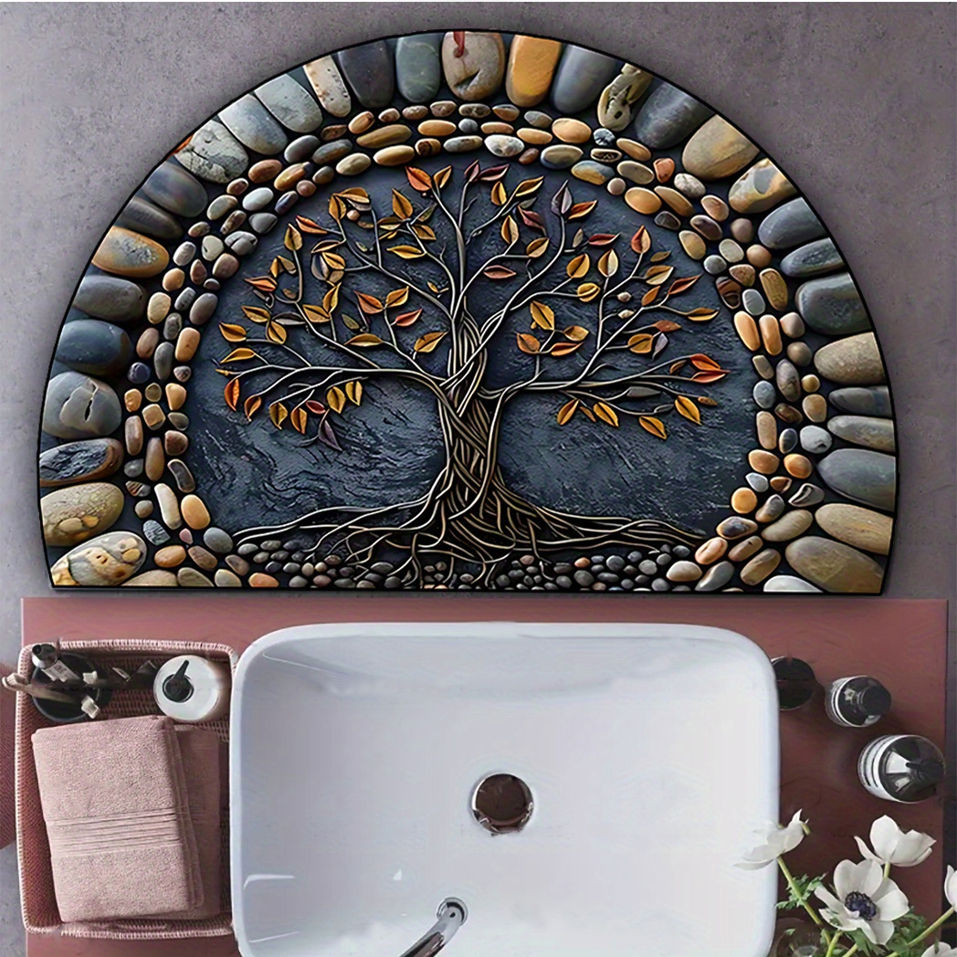 

A Large Tree Stone For The Entrance - Washable, Non-slip, Suitable For , Living Rooms, Bedrooms, Offices, And Outdoor Decor.