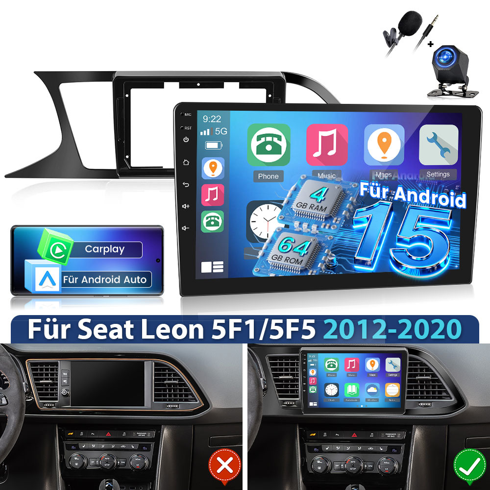 Image of 4gb+64gb 15 Car Radio | For 5f1 5f5 2012-2020, 9 Inch Ips Screen With Gps Navi, Wifi, Eq, Swc, , Fm Rds, Hd Camera And Mic, Auto, Aluminum Alloy