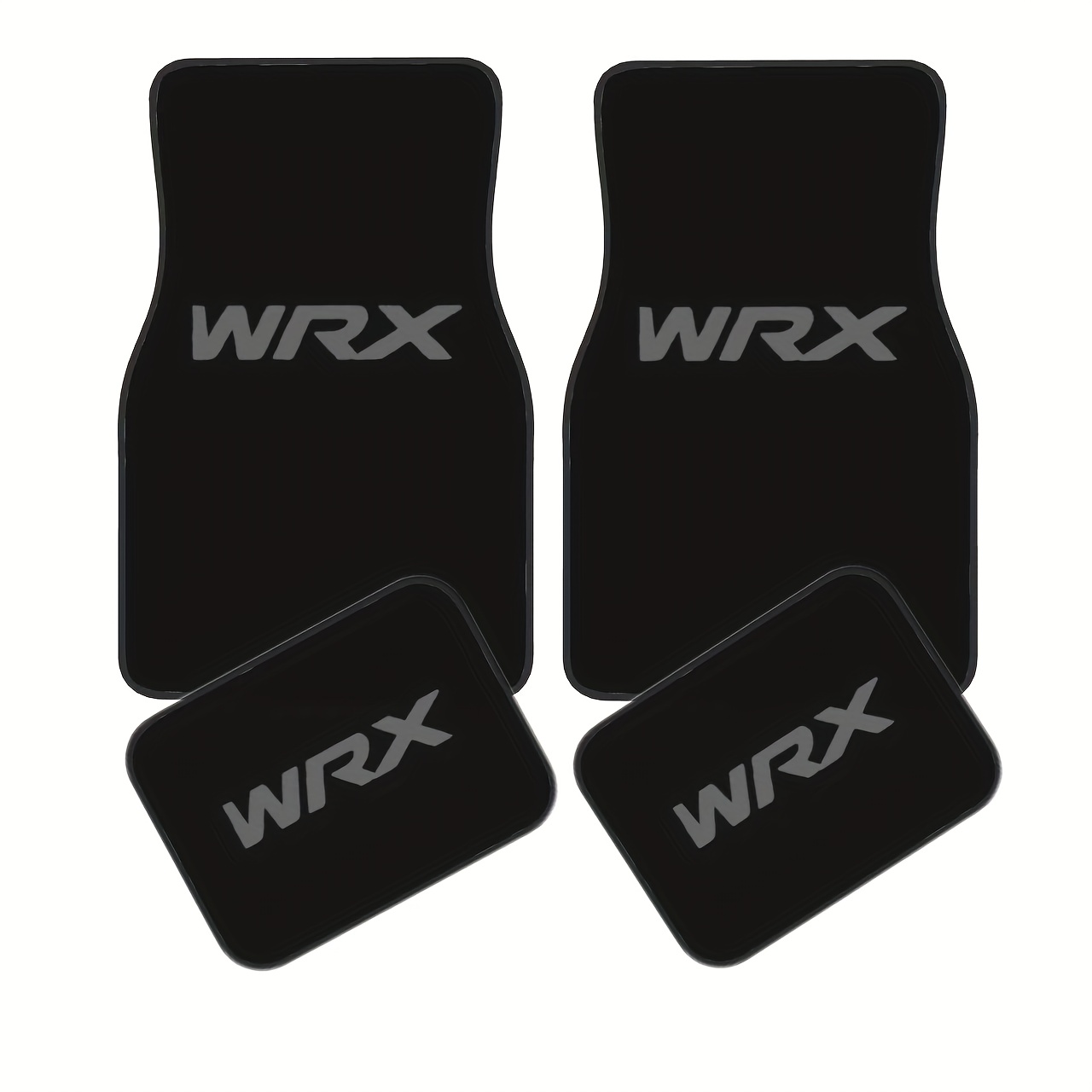 TEMU 4pcs Set Wrx Style Car Floor Mats - Durable Material, Suitable For All Car Models, Black With Logo, Ideal Holiday Gift For Men And Women, Gift,