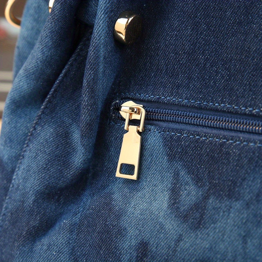 Denim Tote Bag front view showing strap length