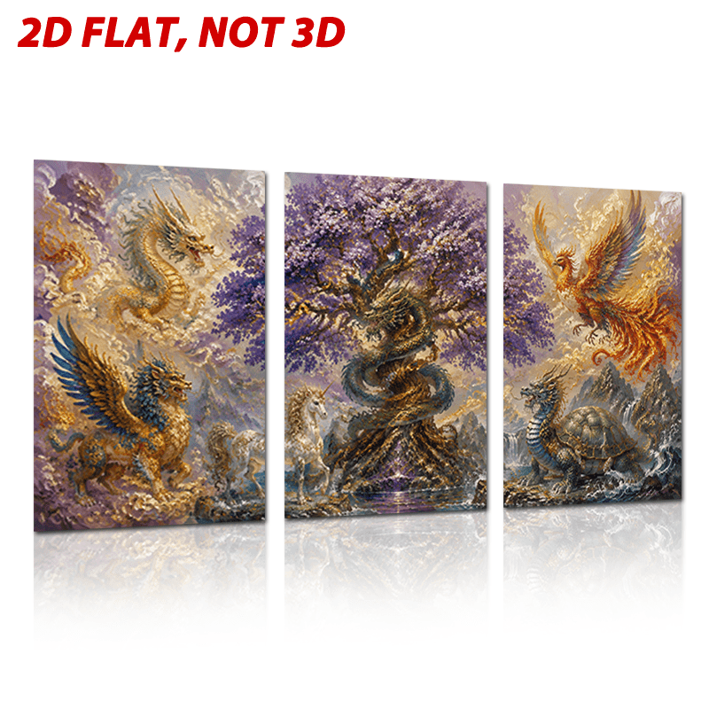 アイテム画像 【2d 】2d  2d  3枚セット 30x45cm (12x18インチ) フレームなし キャンバス絵画    ジー風景 妖精や魔法の木、魔法の小川などが描かれています。リビン 、寝室、クリスマス、ハロウィン、新年などのギフトに最適