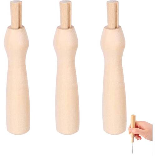 3 Pack Wool Felting Needles Handle Replacement Felting Needle Holder Wooden Handles for Needle Felting Wool Kit Wool Roving Needle Felting Tools Craft Wool Felt Punch Pin