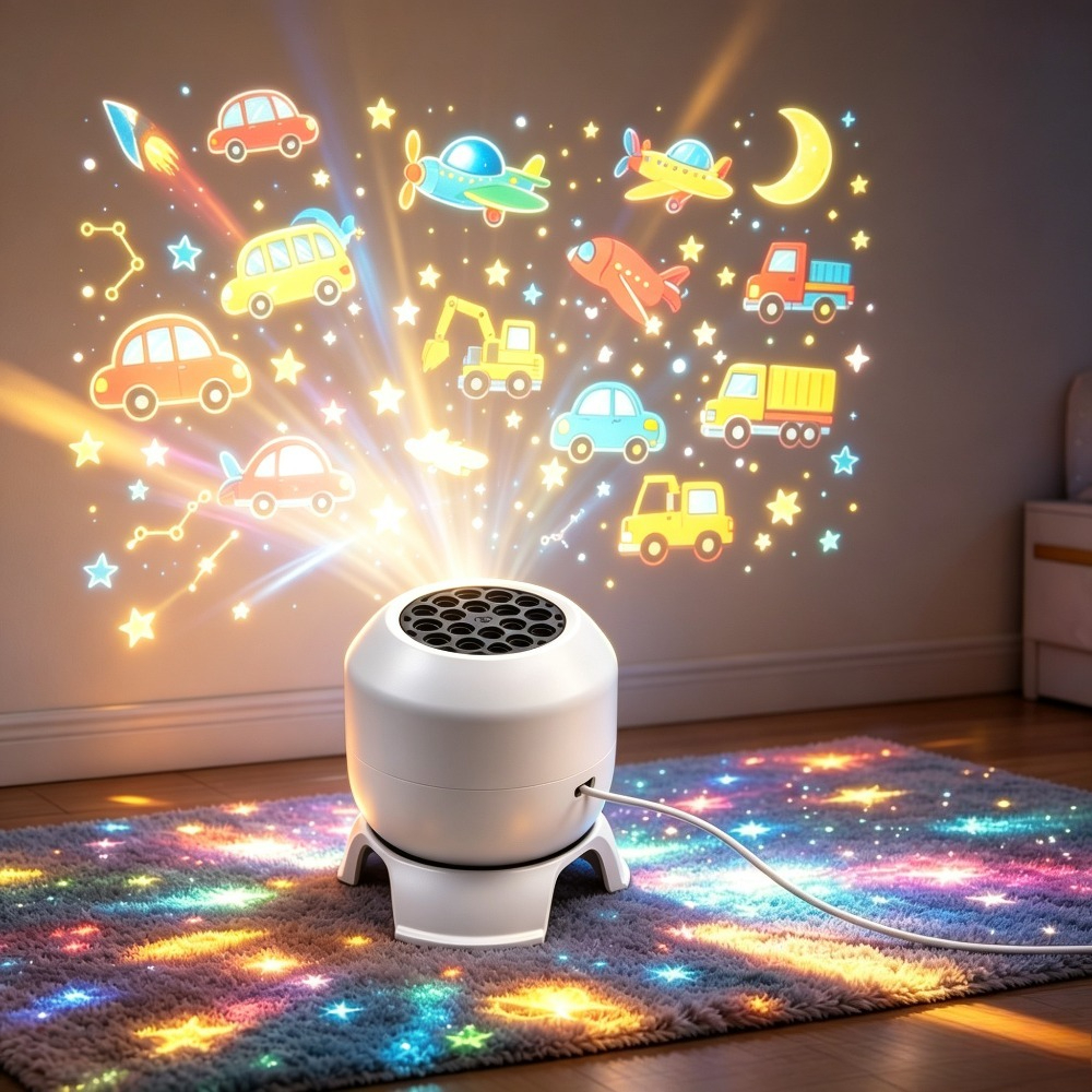 TEMU Lampe de projection motif voiture, veilleuse rotative à 360°, projecteur LED créatif pour petit véhicule, lampe de plafond USB Plug-And-Play,