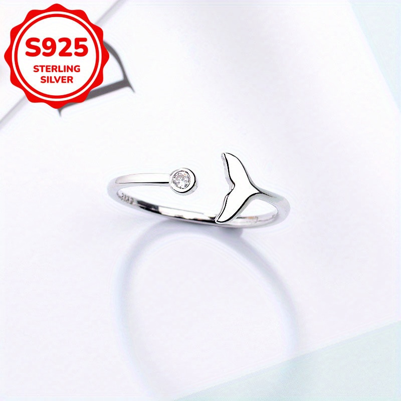Women's Mermaid Tail Ring Adjustable Size S925 Silver