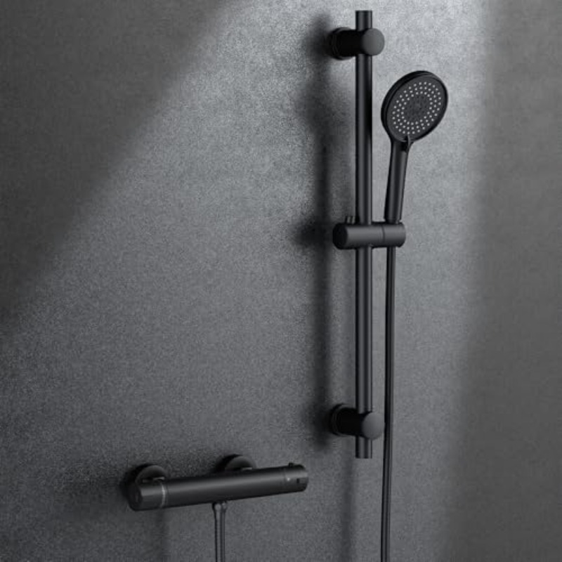 MORADO Black Shower Mixer with Adjustable Riser Rail Kit and 3 Function Shower Head