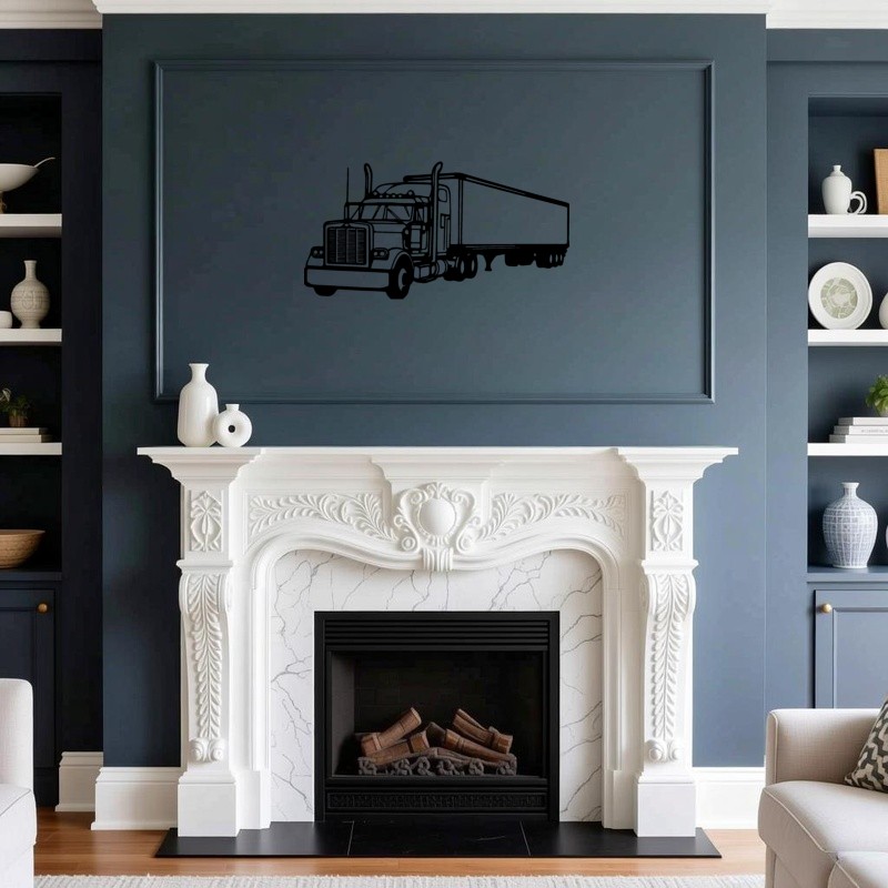 TEMU 1pc Unique Metal Wall Decor - Vintage Semi-truck Design! Ideal For Truck Enthusiasts! This Metal Art Piece Featuring Semi-truck Is A Must-have