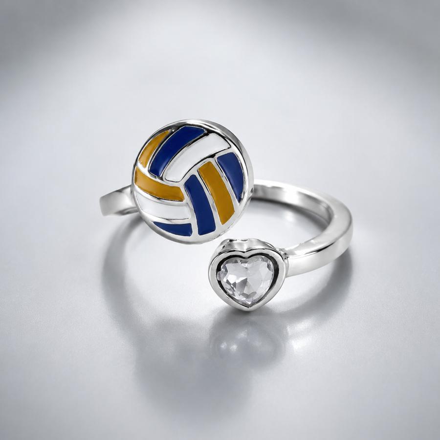 TEMU Anillo abierto de moda con diseño de voleibol y , anillo de estilo deportivo de moda para mujer, ideal para Navidad, Halloween, Día de San