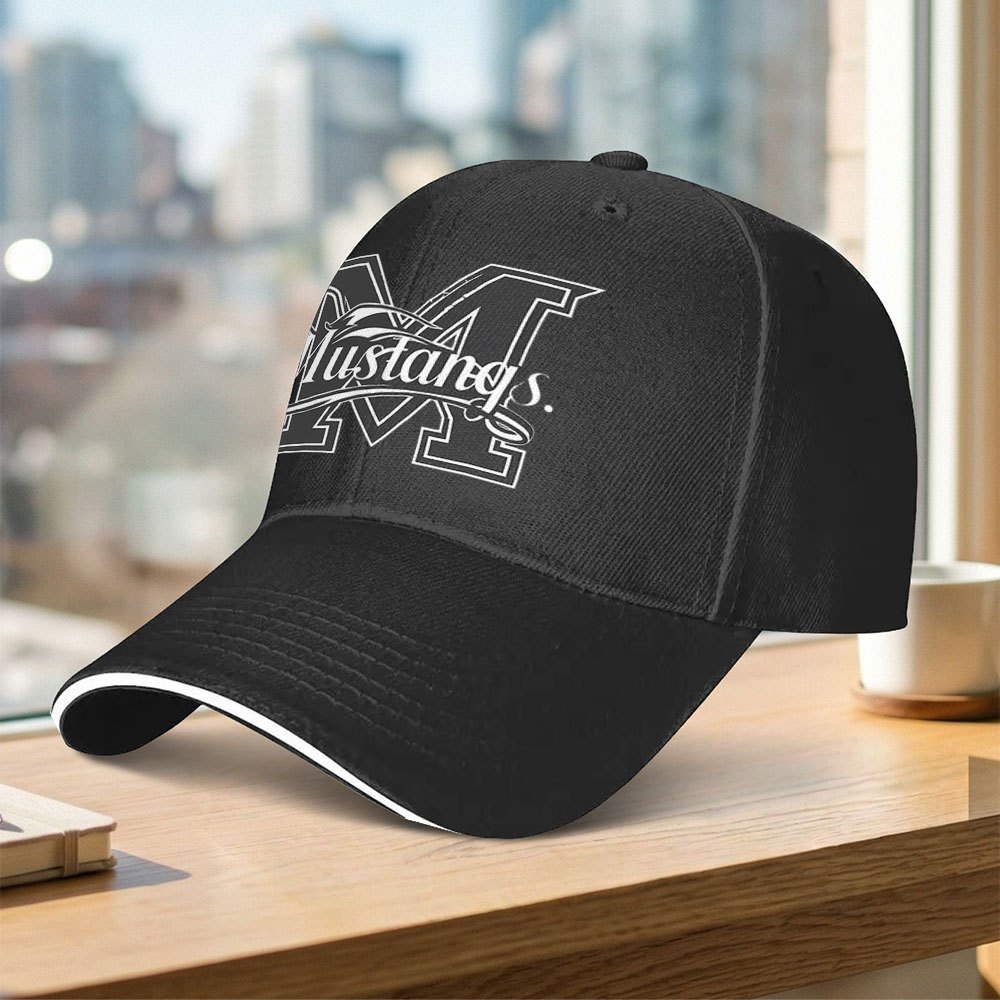 TEMU 1pc Wild Mustangs Team Letter Sandwich Baseball Cap - Unisex - Easy, Lightweight, Adjustable Outdoor Duck Tongue Hat - Ideal Gift For Sports -