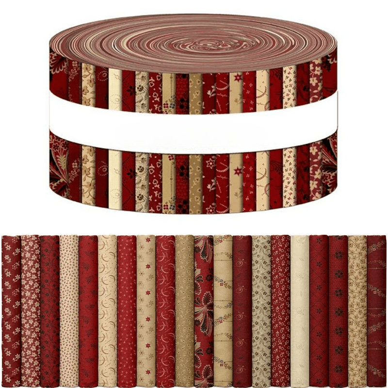 TEMU 40 stuks 6,5 x 50 cm (2,55 x 19,7 inch) Elegante Vintage Voorgesneden Stoffen Bundel, Geschikt voor Handschenken, Patchwork, Poppenmaken,