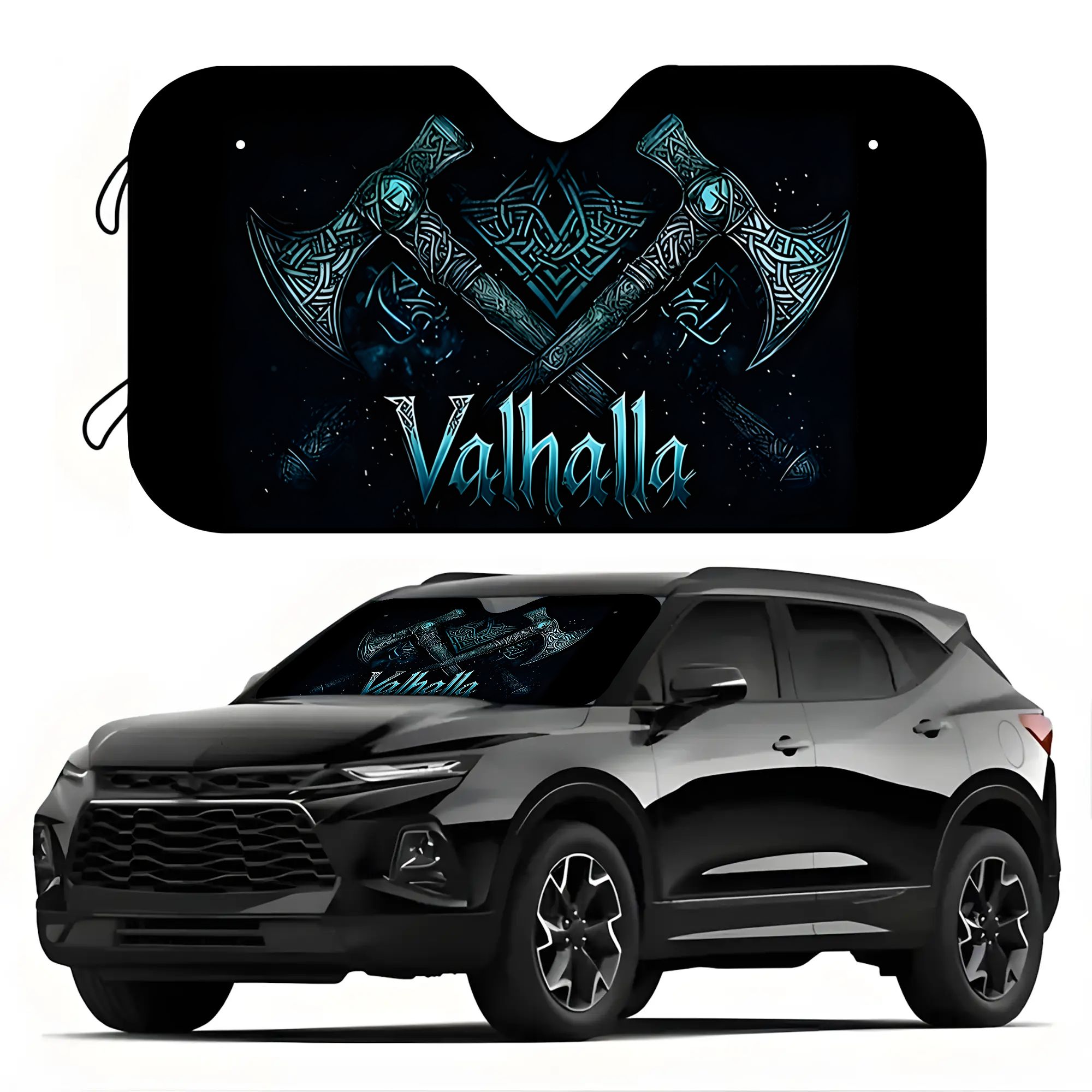 TEMU 1pc Blue Pattern Sunshade Universal Uv Scratch Resistant Windshield Protector With Cooling Effect