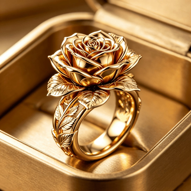 TEMU 1pc Women' Copper Ring, Kc Golden Plated, , Exquisite Layered, Romantic And Charming Atmosphere, Suitable For Daily Commuting, Dates, Holiday