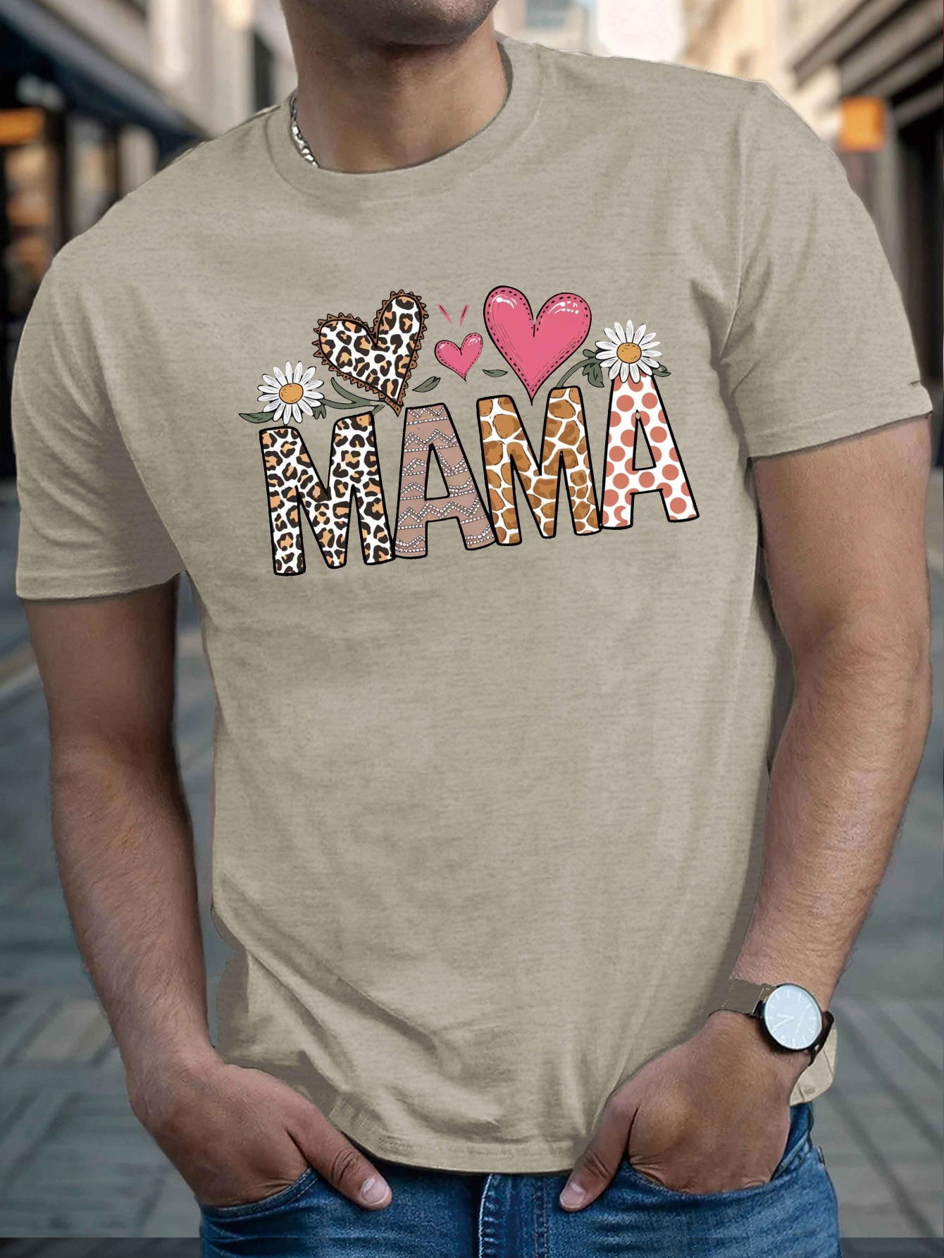 mama leopard giraffe print t shirt casual short sleeve crew Temu