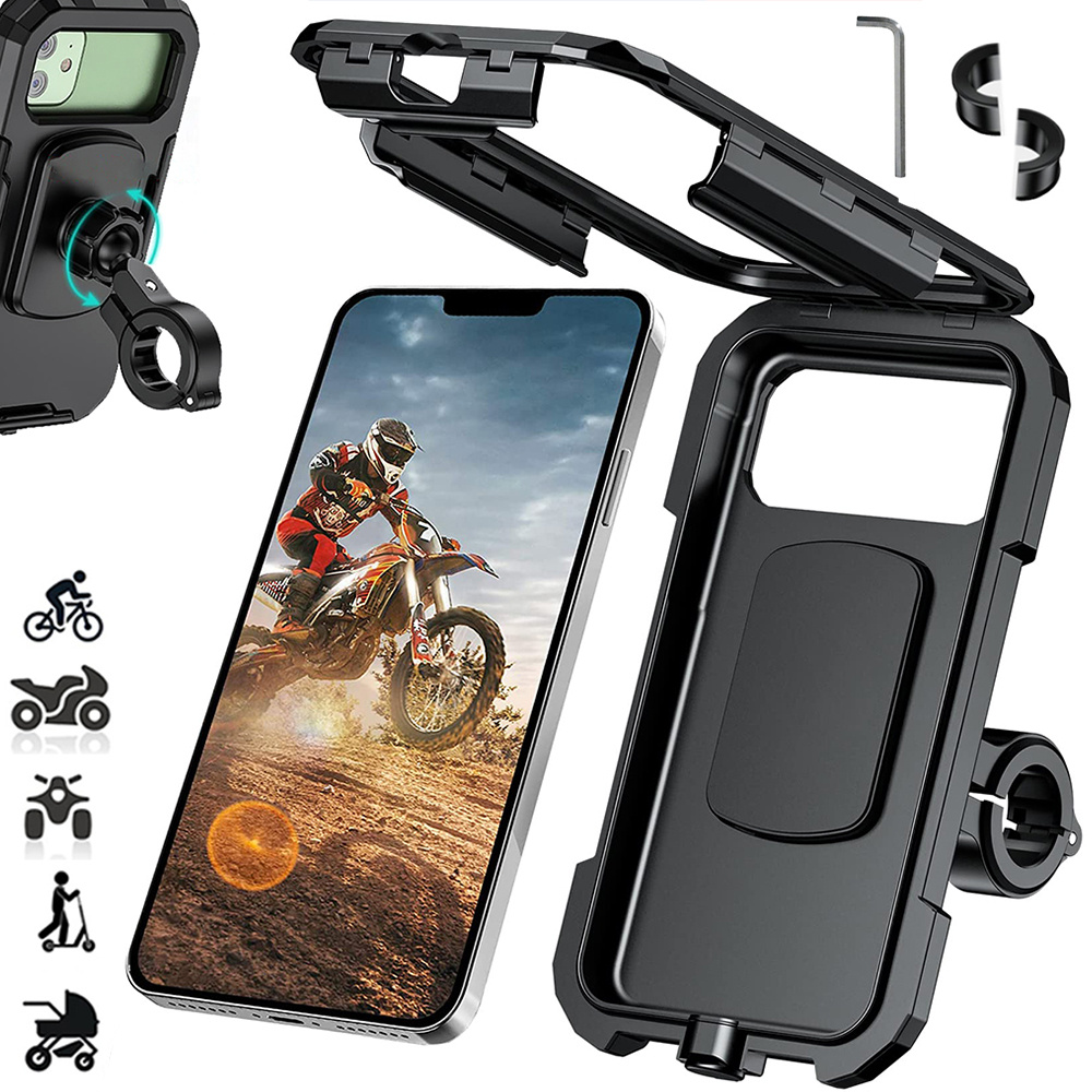 1 Set Motorcycle Phone Holder, Handlebar Mount With Touch-sensitive Screen Case, Universal Smartphone Holder For Motorbike, E-scooter, Atv - Ipx6 Weatherproof, Navigation