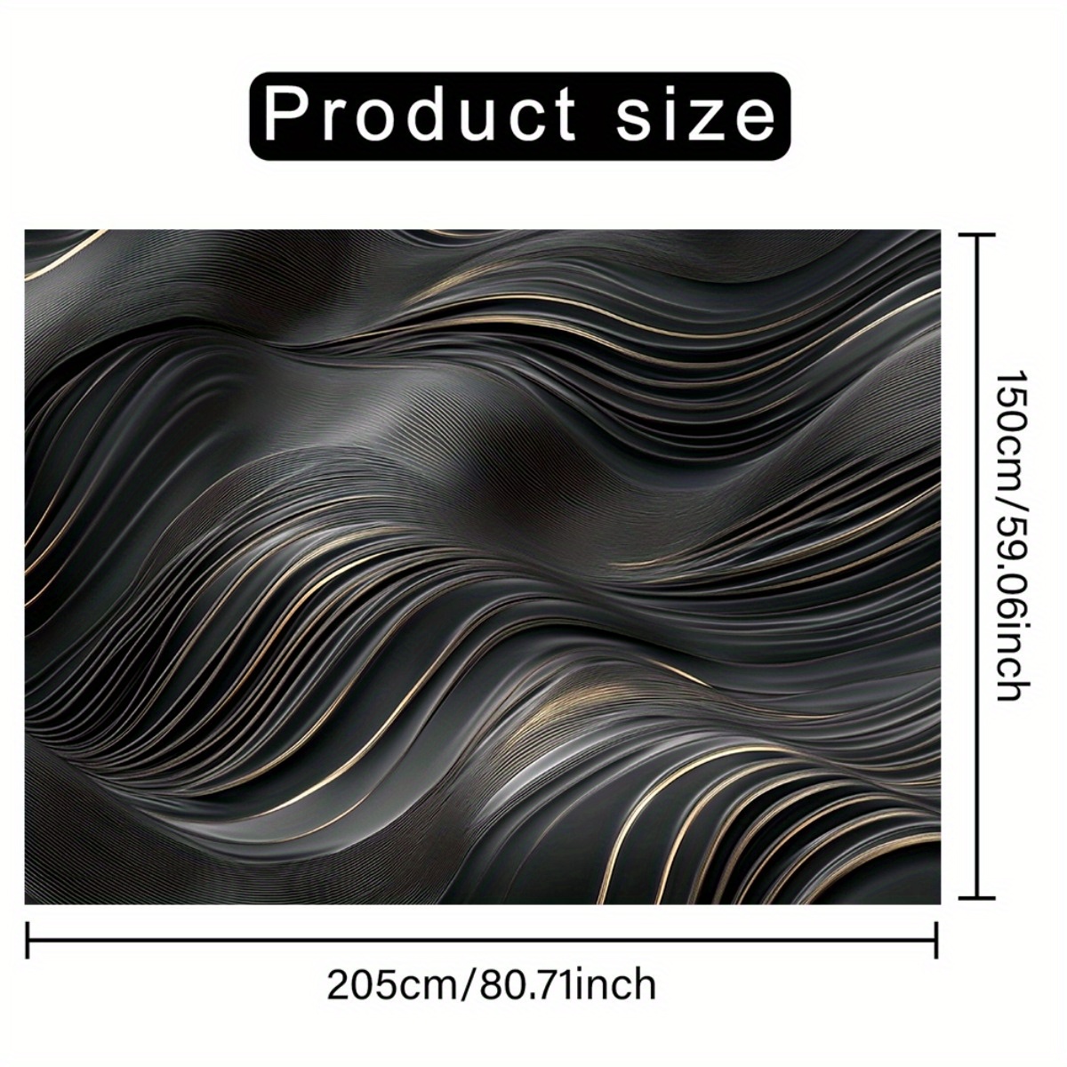 1pc Abstract Super Large Backdrop Banner - Black & Golden Wave Pattern Polyester Fabric, No Electricity Needed for Indoor/Outdoor Use, Perfect for Weddings, Birthdays, Anniversaries, Home Decor & Party Photo Backdrops, Event Decoration, Elegant Design, Durable Fabric, Wall Hanging, Wedding Decorators