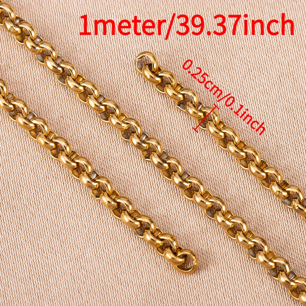 TEMU 1 Mètre Chaîne en Acier Inoxydable Style Punk Tendance avec Petit Connecteur de Cercle, Disponible en Plusieurs Tailles pour Collier Bracelet