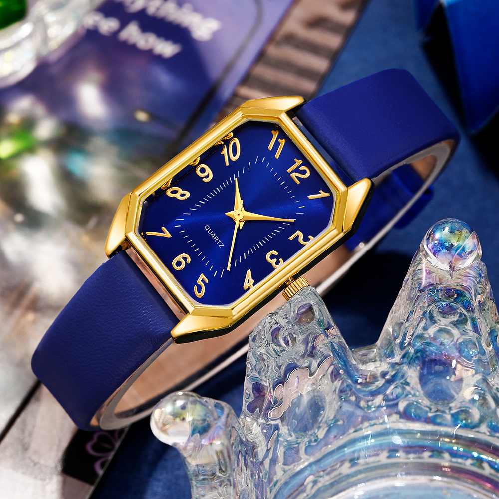 5-delige set, damesmode retro rechthoekig quartz horloge en mode sieraden set, dames hoogwaardige horloge set, gloednieuwe presentatie, vooral geschikt voor Moederdag, Valentijnsdag, Ramadan, verjaardag, Kerstmis, Nieuwjaar, bruiloft