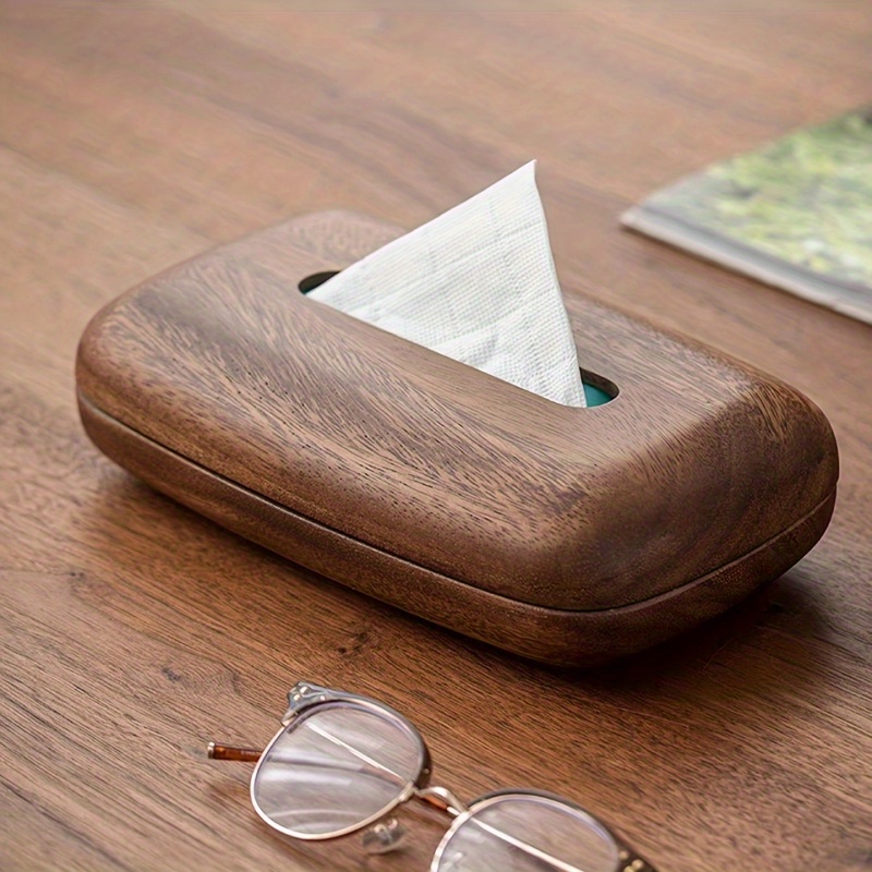 walnut tissue box modern minimalist rectangular design with easy replace lid polished   vintage style storage box for desktop bathroom office nightstand decor bathroom decor sleek     wood home decor contemporary decor durable wood decorative organizer   Product details 7