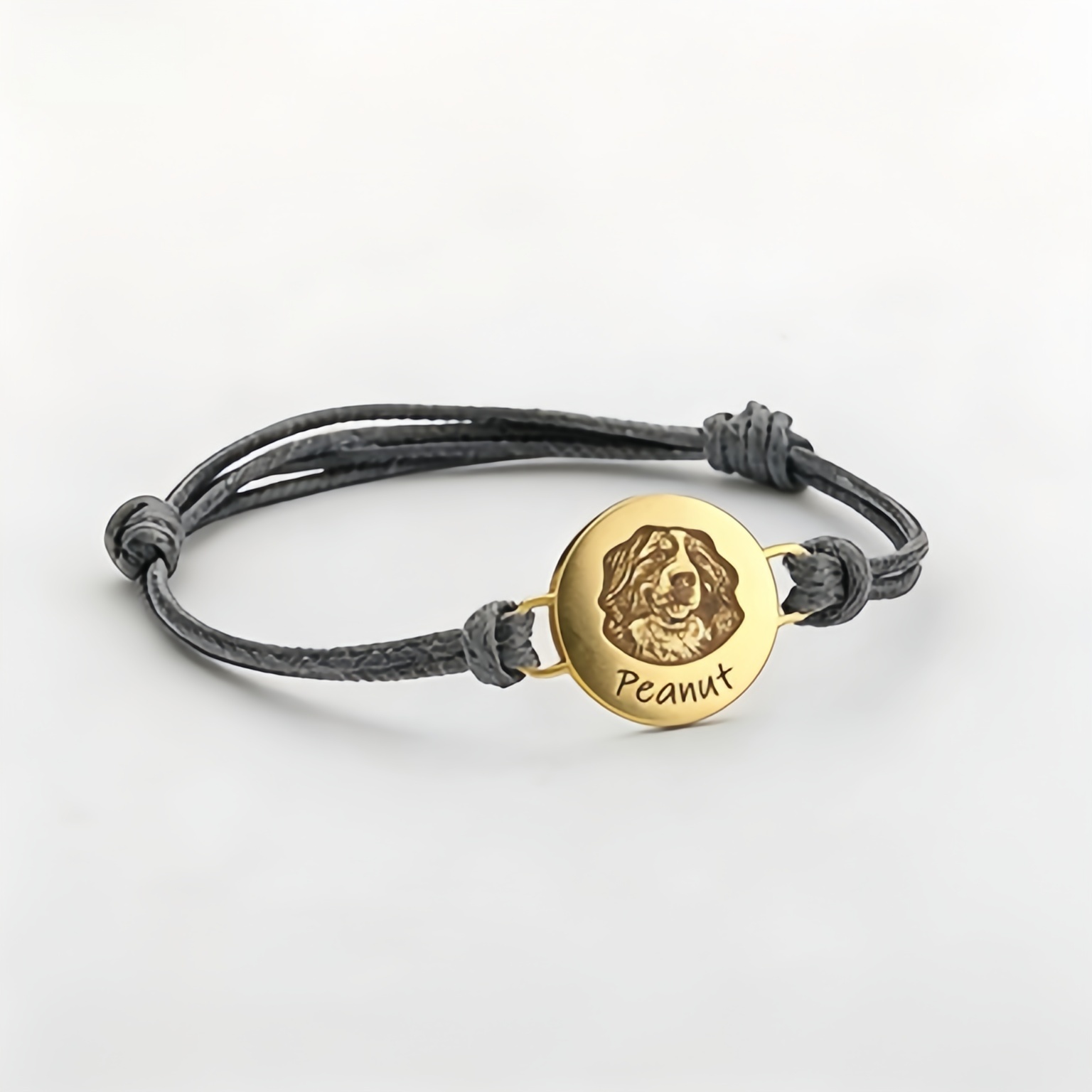 TEMU 1pc Custom Pet Photo/name Woven Bracelet - Personalized Laser-engraved Stainless Steel Adjustable Cord - Cute And Simple - Ideal Gift For Pet