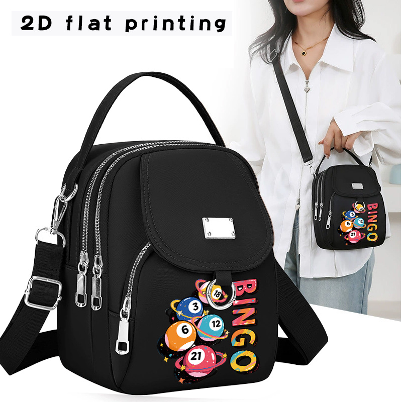 A Lightweight Messenger Bag Designed For Daily Use, Featuring A 2d Flat Print Of A Bingo Game With 28 Patterns. This Versatile Bag On 1 Shoulder And Has A , The Placement Of The Patterns May