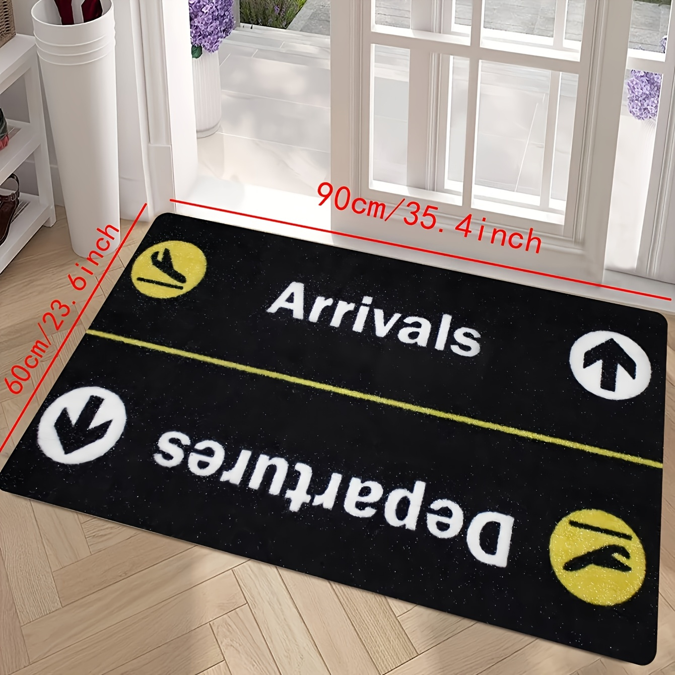 TEMU 1pc And Flight Theme Doormat - Rectangular Mat, Machine Washable, Suitable For Entry Doors, Living Rooms, And Home Decor, Use