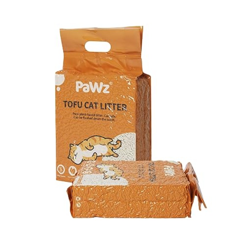 Pawz Tofu Cat Litter Is Clumping, Flushable, Ultra-Absorbent, And Dries Quickly. It Is Water-Soluble, Dust-Free, And Made from Ingredients, Available in 5Kg And 2.5Kg Bags