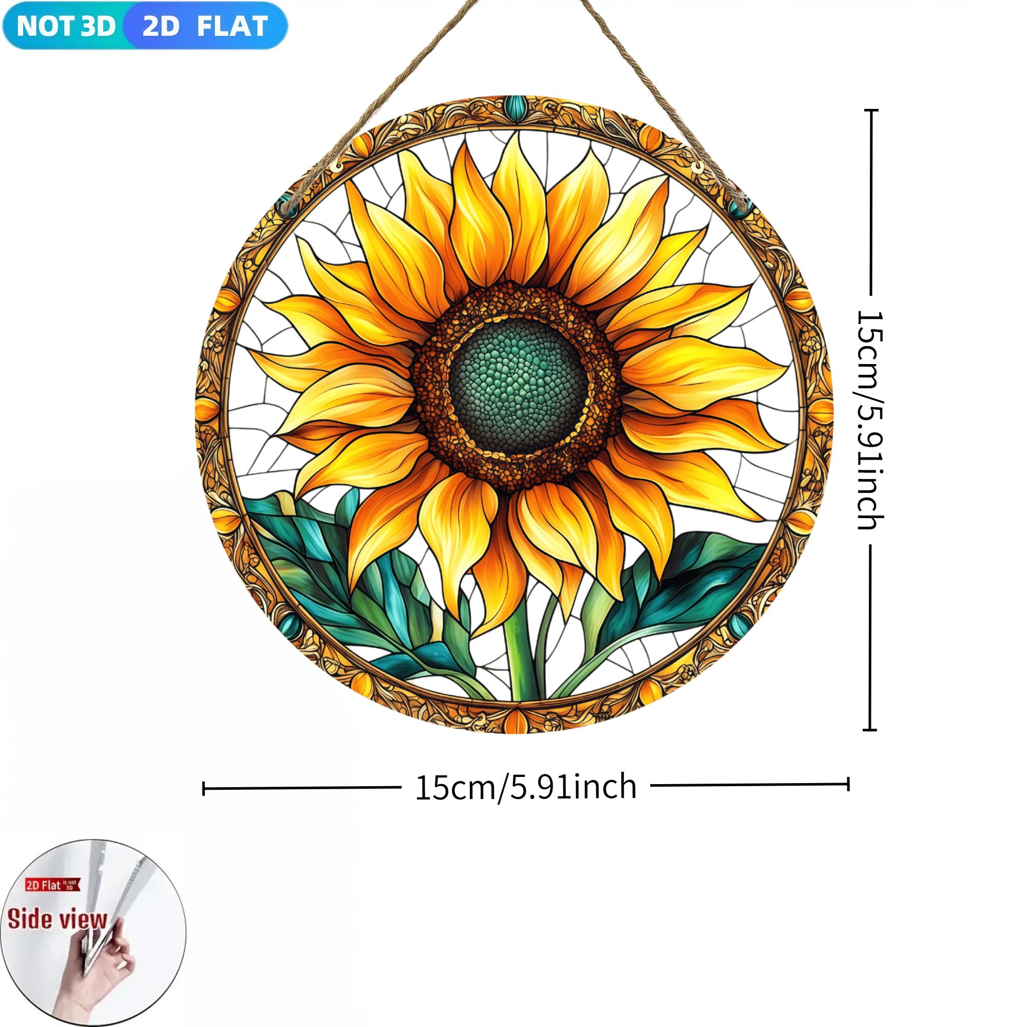 TEMU 2d Flat, 2d Flat Sunflower Acrylic Light Catcher Suitable For Home Decor, Window Hanging With, Farmhouse Window Decoration, Light Reflector Gift