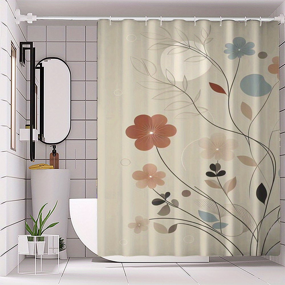 

1pc Printed Bathroom No-drill - , Washable,