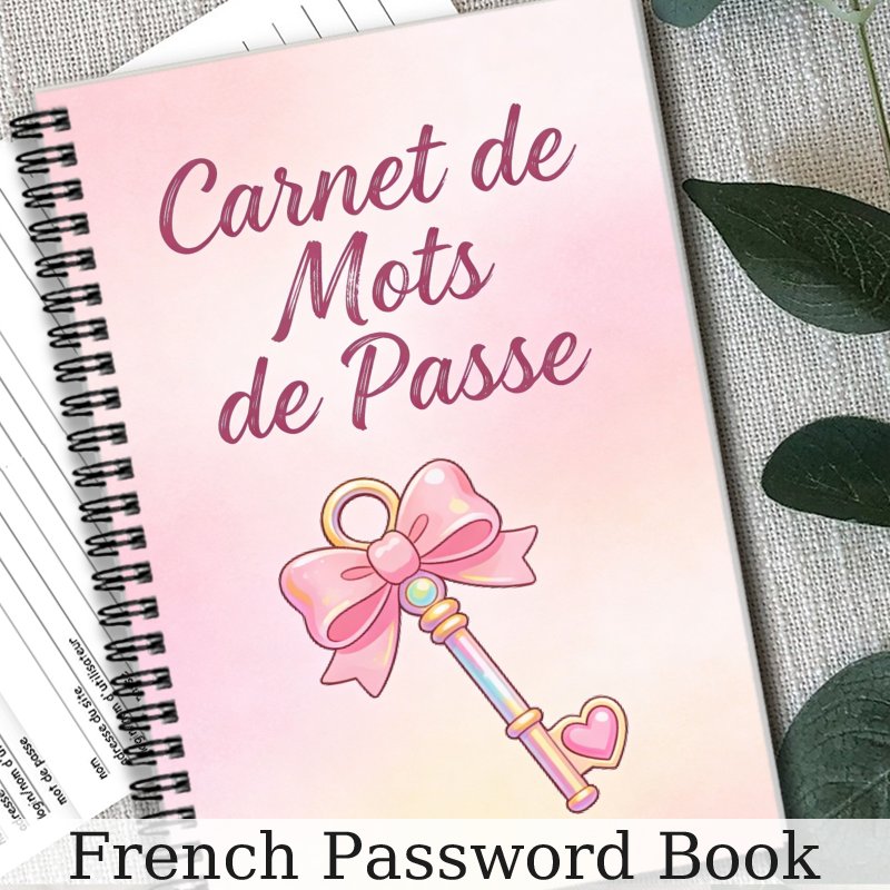 TEMU 1 Carnet de de Passe Français, Journal de de Passe pour Adultes et Seniors, Clé Mignonne avec Nœud et Cœur, Design