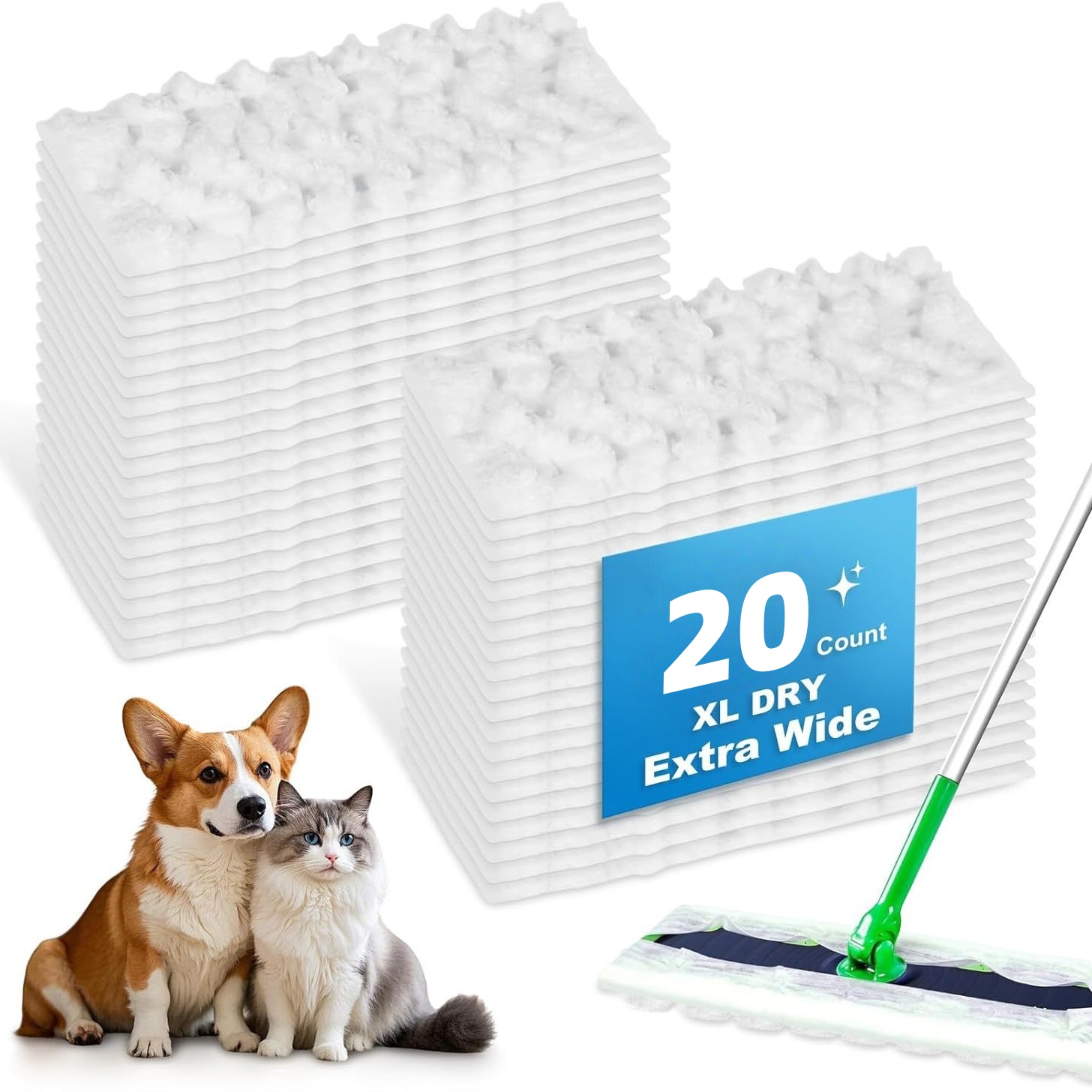 TEMU /50 pièces AUGBELLA Tampons de rechange robustes compatibles avec les chiffons de balayage jetables - électrostatiques, adaptés aux sols,