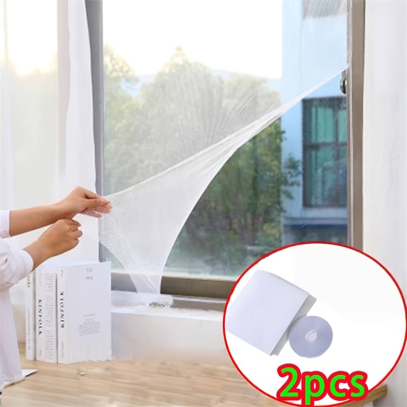 E-shop 2 Stk. selbstklebendes Fenstersieb mit Klettverschluss, geeignet für Türen & Fenster, werkzeuglose Installation, abnehmbare insektensichere