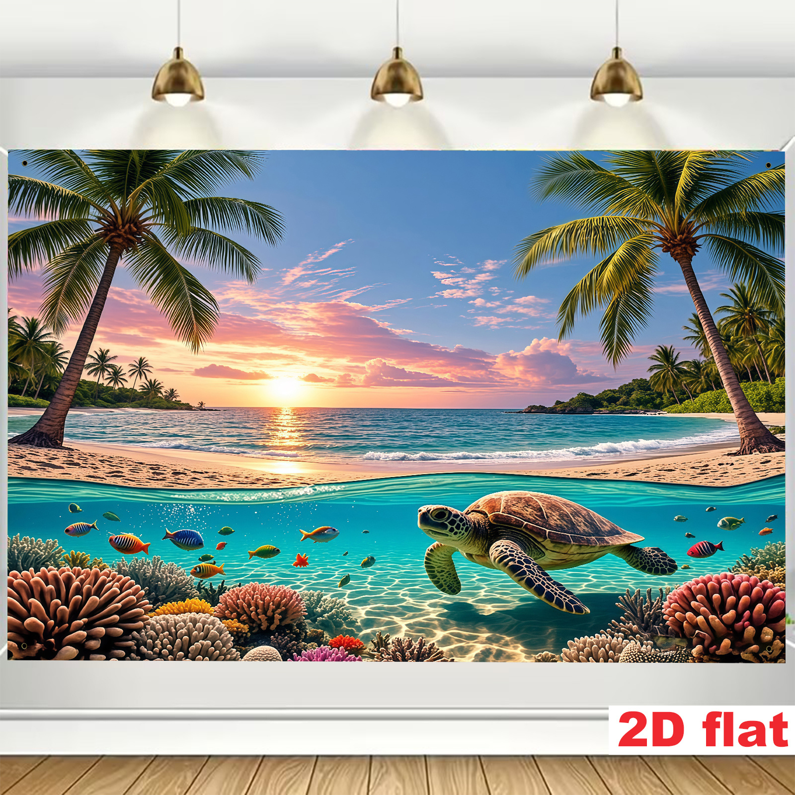 Tropical Beach Theme Polyester Backdrop Banner For Party Decor_voghion.com