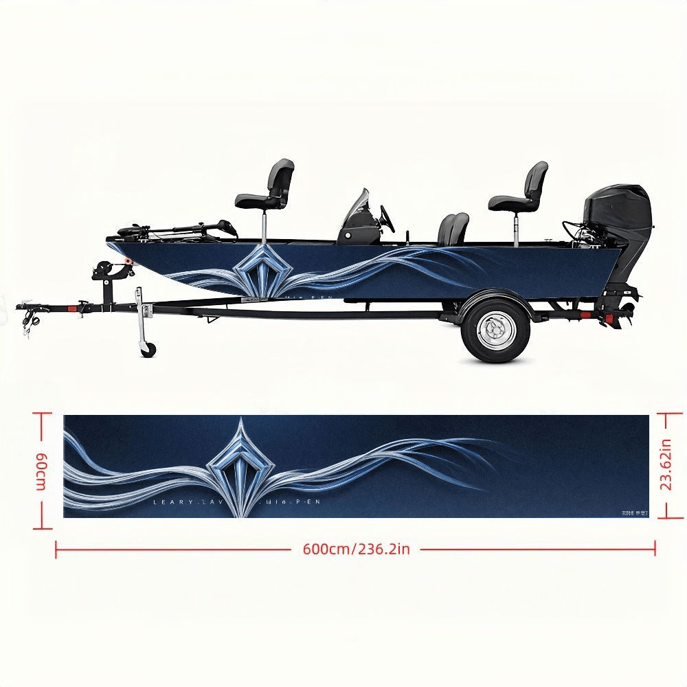 2pcs 2D Blue Abstract Geometric Boat Decals
