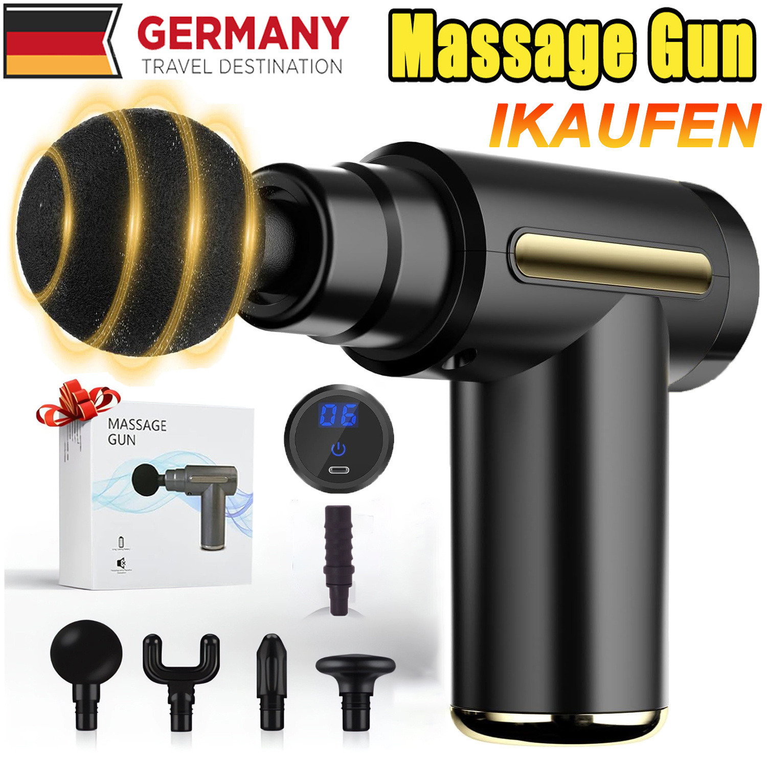 Image of Mini Massage Gun, Muscle Massager, Portable, 35db, With 6 , 5 Massage Heads, Usb C Charging Port, Massage Gun, Hand Massager For Leg, Neck, Shoulder