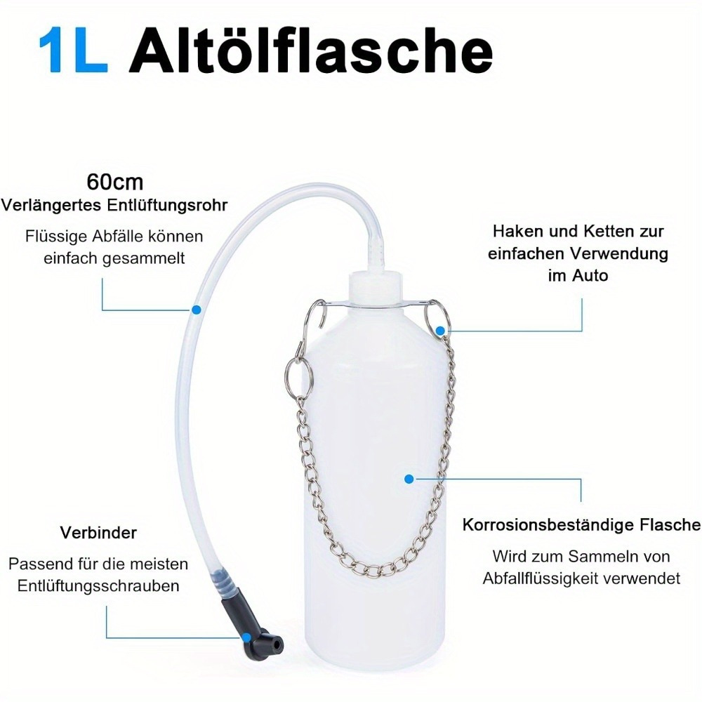 Manueller Bremsflüssigkeits-Entlüftungssatz 3L - Mit 5 Adaptern Für Toyota, VW, BMW Etc.