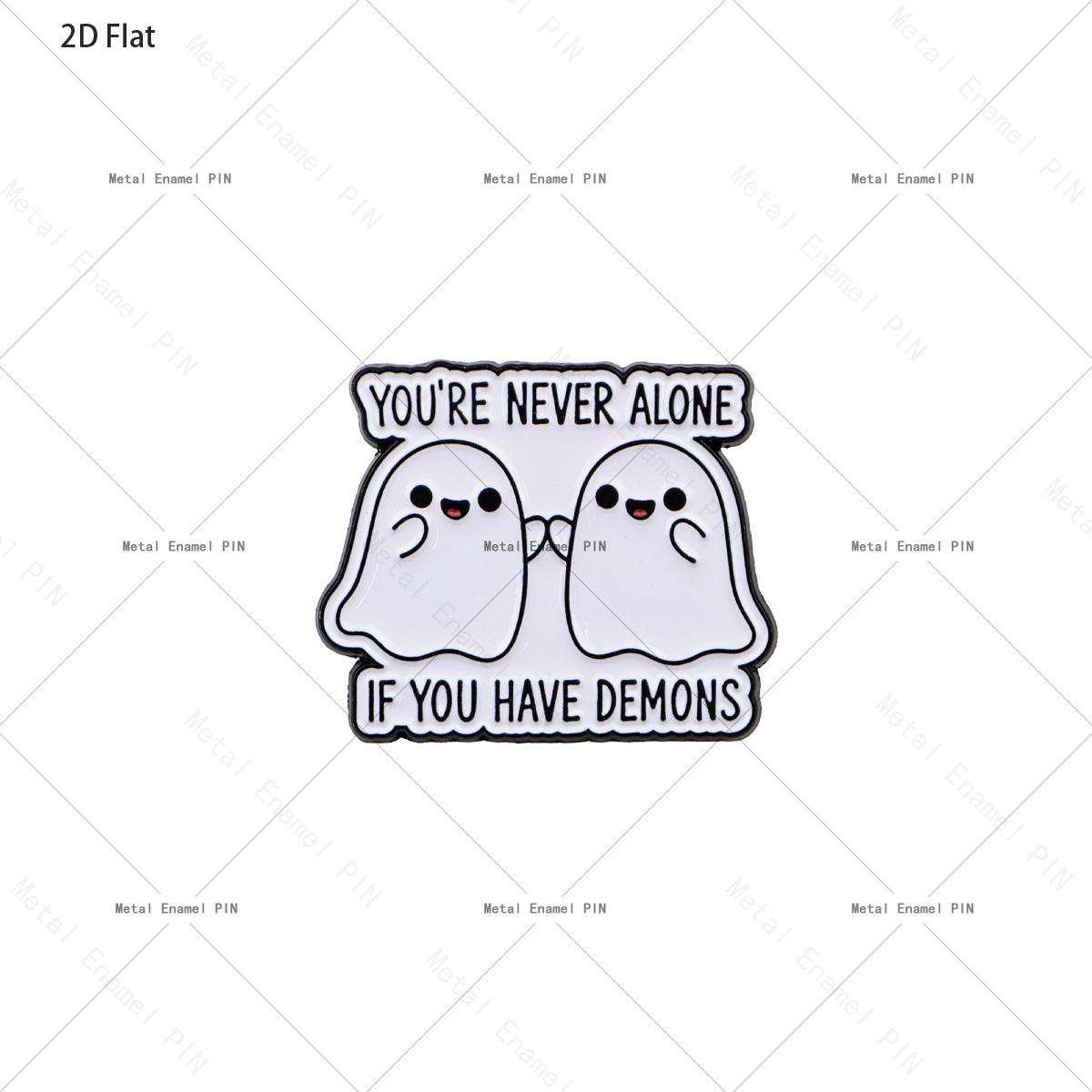 TEMU Spine émaillée 2D plate 1pc Broche de revers Humour noir amusant Vous n'êtes si vous avez des démons Broche de poche Cartoon effrayant Badge en