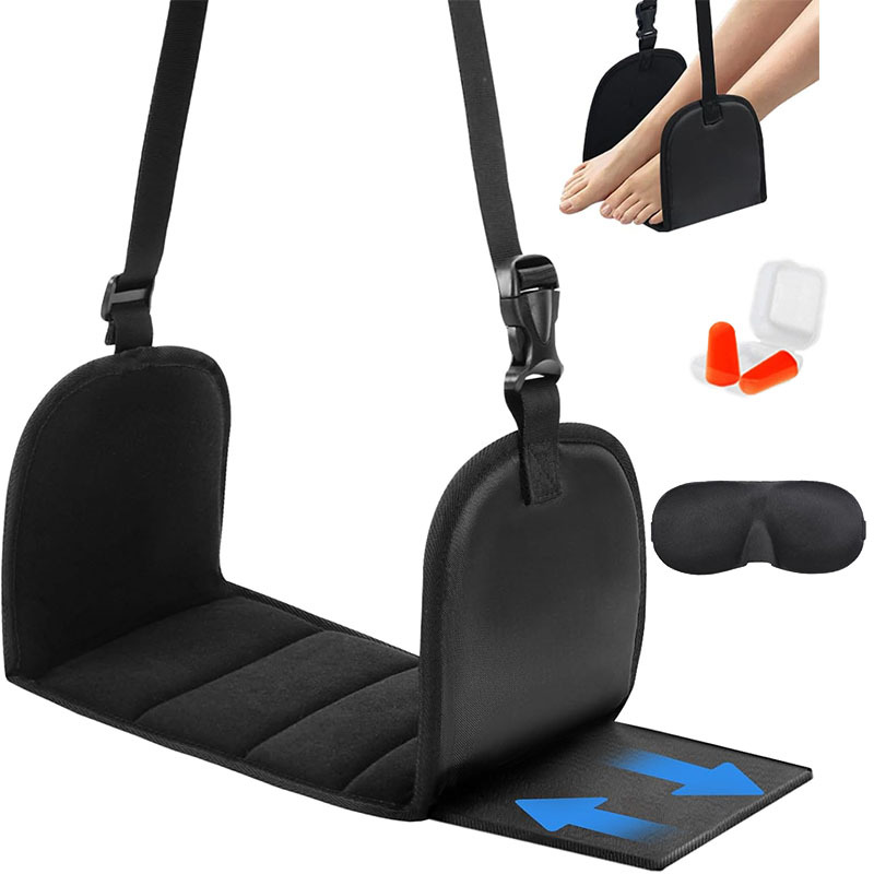 TEMU 3pcs Travel Foot Rest Pad Set, Includes Eye Mask And Earplugs, Detachable Base With Memory Foam And Wide Hardboard, Anti-deformation Thickened