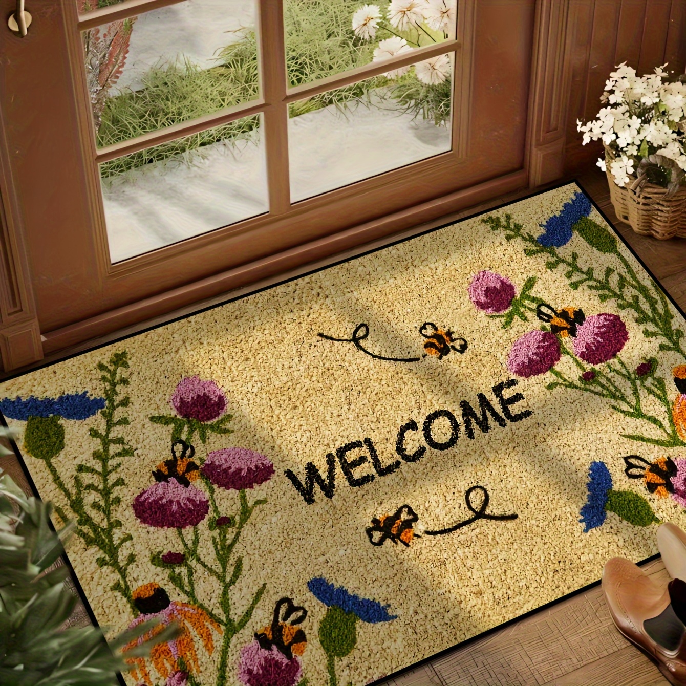 wash dry Deurmat Here Lives Happiness 60 x 85 cm, wasbaar binnen en buiten