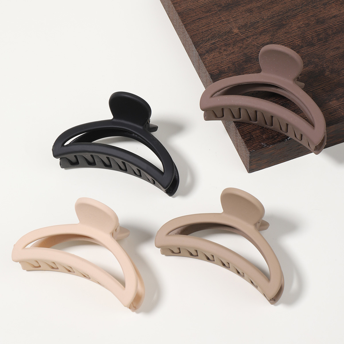 TEMU 4pcs Matte Semi-round Hair Claw Clip-non-slip Ponytail Hair Clip, Suitable For Women-elegant Solid Color Hair Accessories