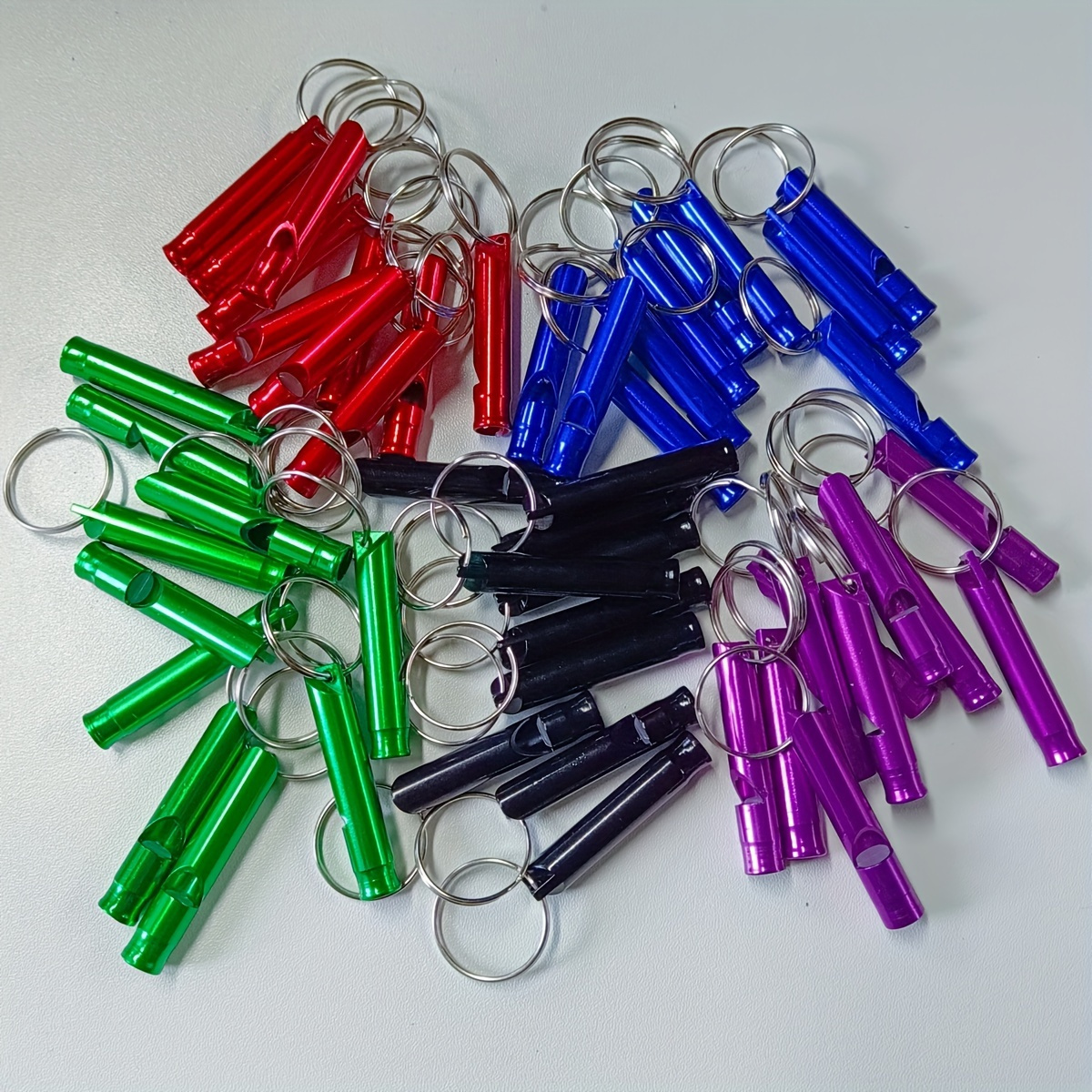 9pcs Aluminum Alloy Emergency Survival Whistles with Keychain