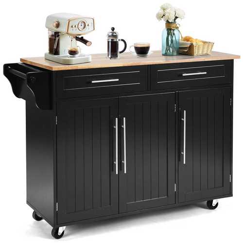 trolley shelves adjustable large kitchen island w towel rack black