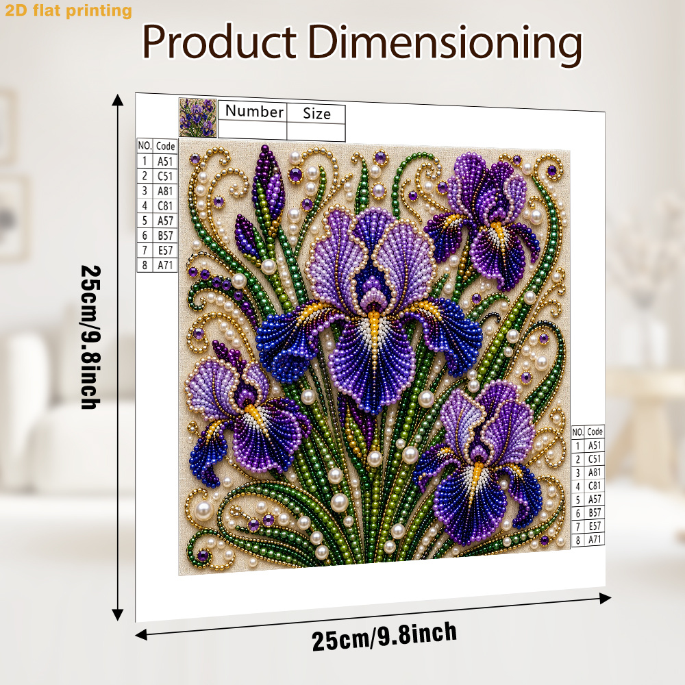 TEMU 2d Flat Printing New Diy Pearl Art Painting Kit - Bouquet Pattern, Includes Round Pearls, Sparkling Gems, Clear Symbols, Full Tool Set And Extra