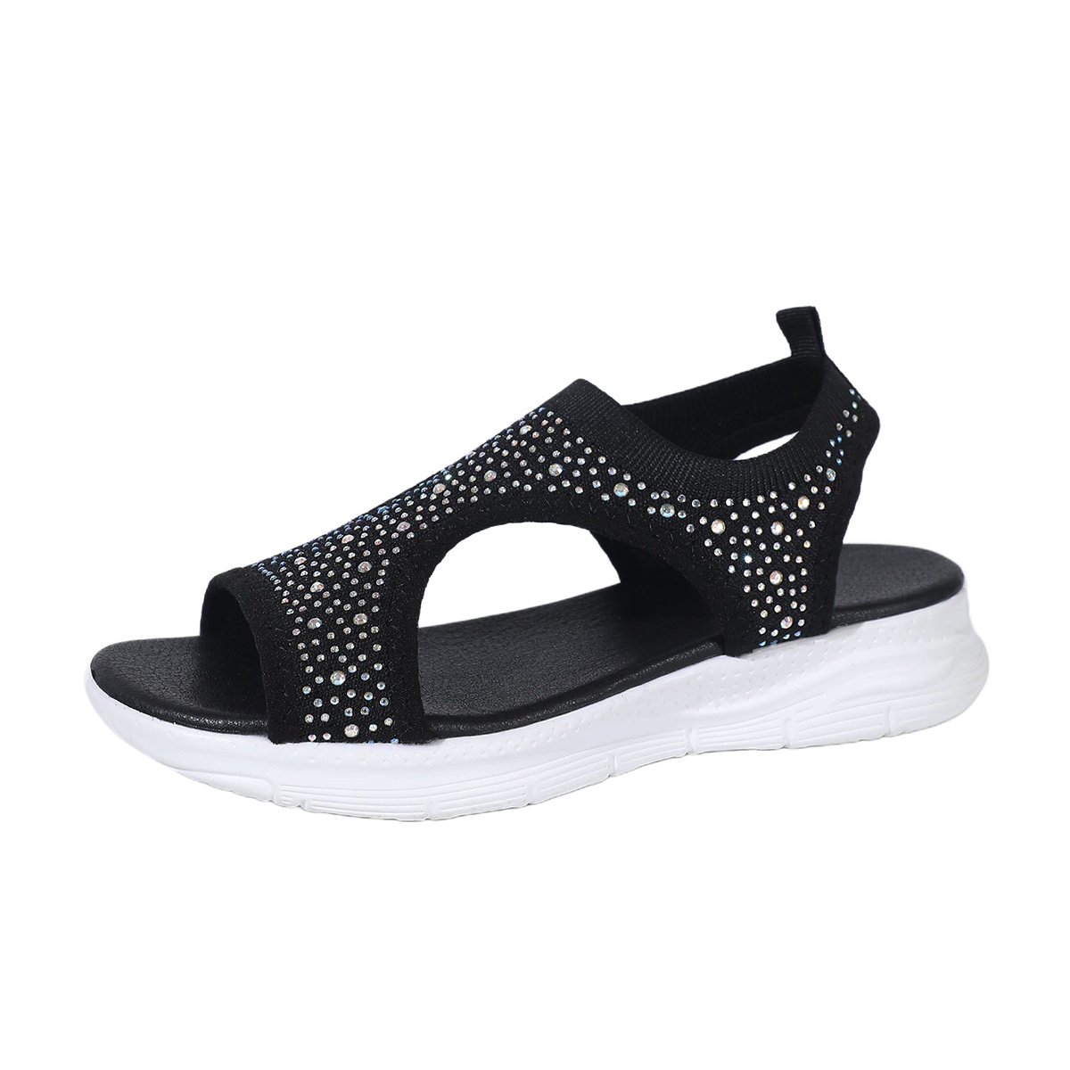 TEMU Zosivc Rhinestone Fly Weave Sandals Women's New Summer Breathable Soft Sole Sports Athletic Slides