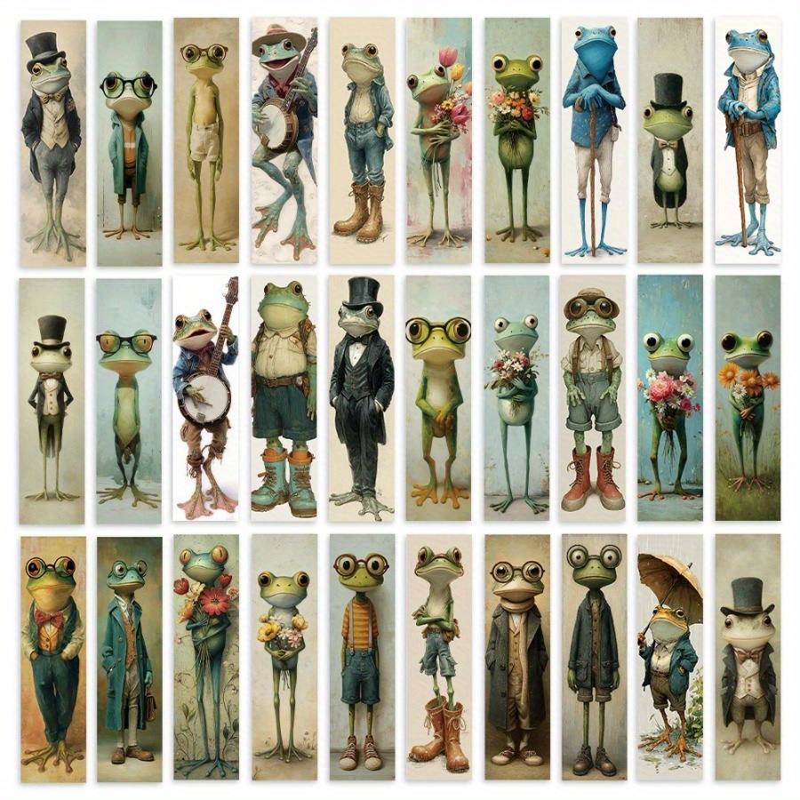 TEMU 32pcs Of Quirky Frog Bookmarks, Featuring A Bizarre Vintage Toad Design, Perfect For Halloween, Teacher's Day Gifts, Back-to-, Christmas, And