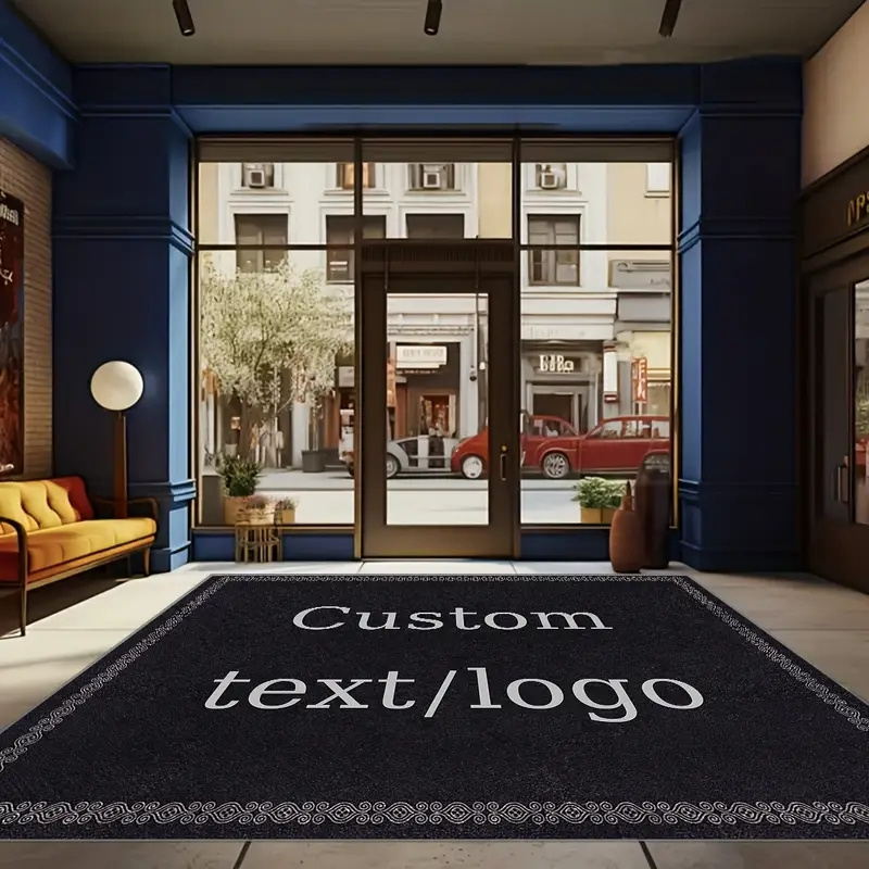 TEMU 1pc Customized Personalized Rug With Text And Logo, Printed Personalized Carpet, Custom Indoor/outdoor Entrance Rug, For Coffee Shops, Hotels,