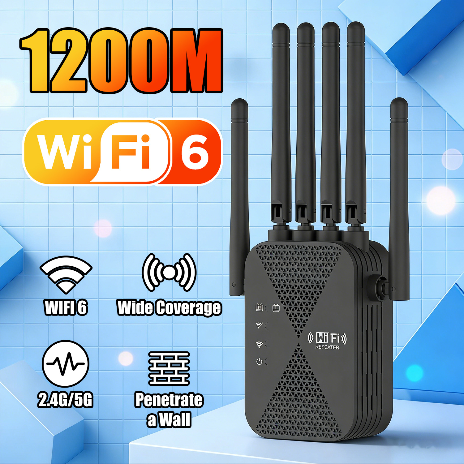 Image of Ax1200 Wifi 6 Mesh Range Extender, Dual Band 2.4ghz & 5ghz Wireless Repeater With 6 High- , Ethernet Port, Wps Setup, Long Distance Signal Amplifier