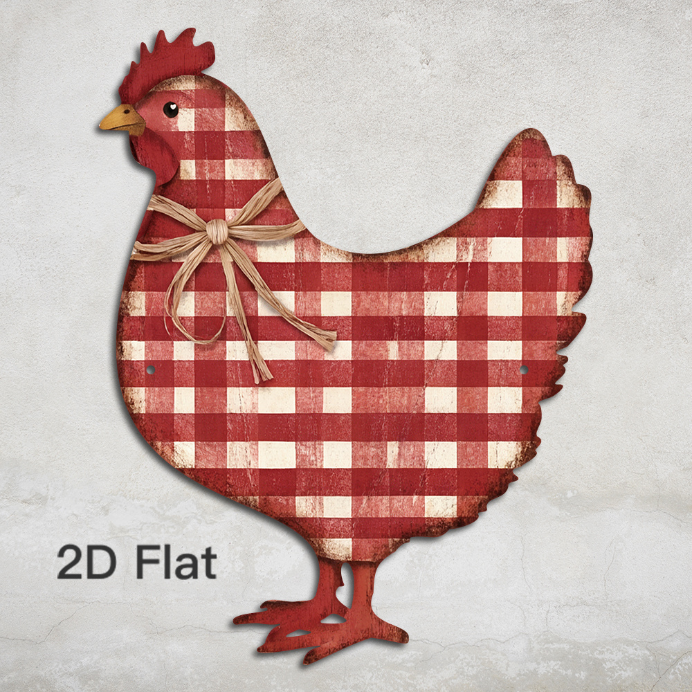TEMU Art mural décoratif plat 2D, 1 pièce, style métallique de poule Putuo—thème poule moderne pour extérieur/décoration, convient , la ferme, , , ,