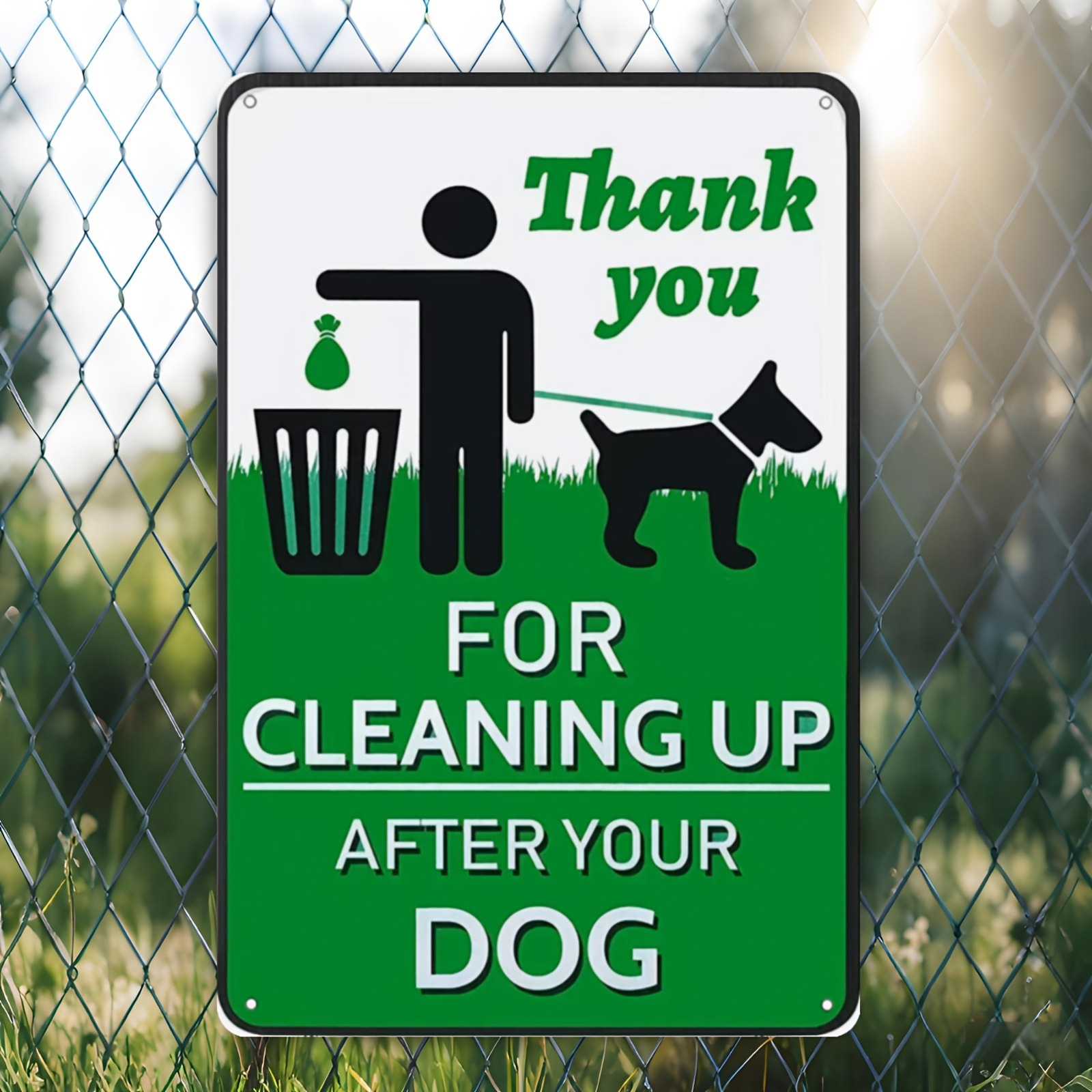 TEMU 2d Flat, 1pc Vintage "clean Up After Your Dog" Warning Sign - Heavy-duty Iron Metal Poop Pickup Sign Suitable For Home, Garden, Park, Business -